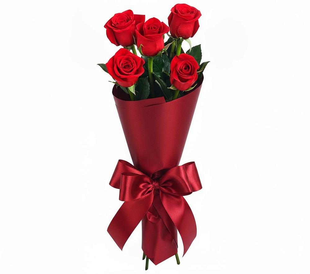 Букет 5 Красных роз Эдлесс Лав в Павловскую слободу