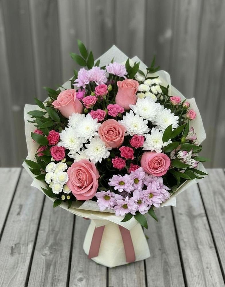 Букет цветов из: Альстромерии, Гвоздики, Розы и Хризантемы в Павловскую слободу
