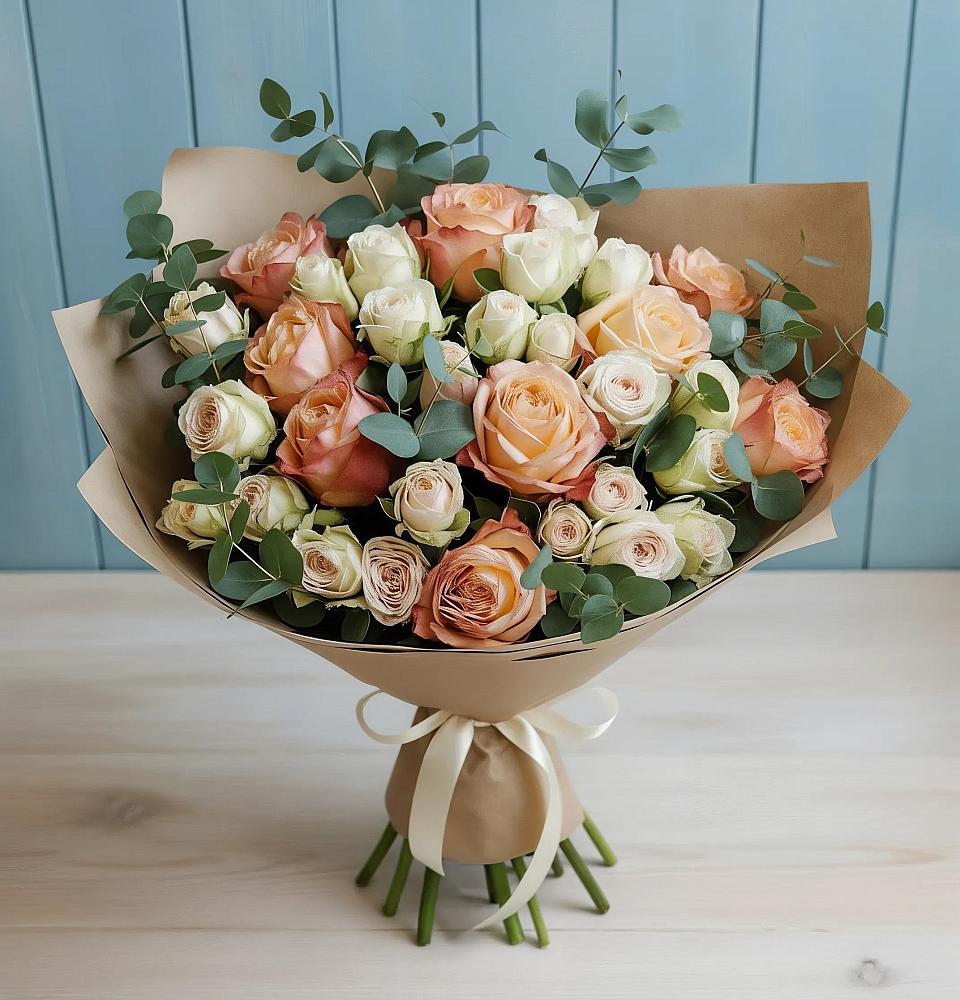 Букет цветов из: Альстромерии и Розы в Павловскую слободу