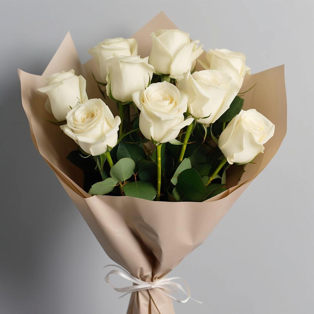 Букет 9 Белых роз Эдлесс Лав в Павловскую слободу