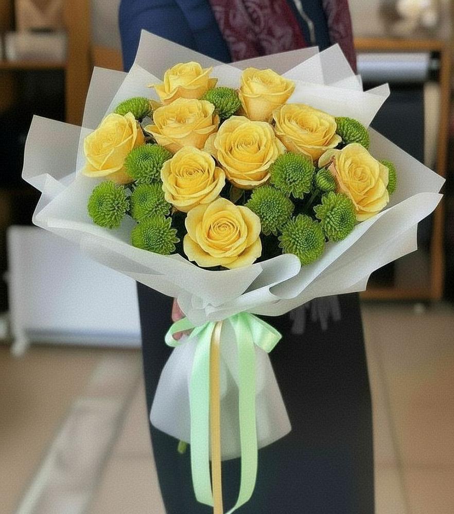 Букет цветов из: Хризантемы и Розы в Павловскую слободу