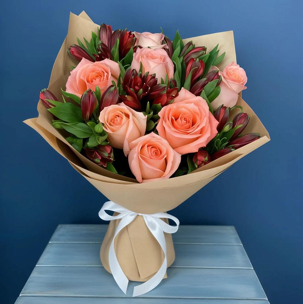 Букет цветов из: Розы и Альстромерии в Павловскую слободу