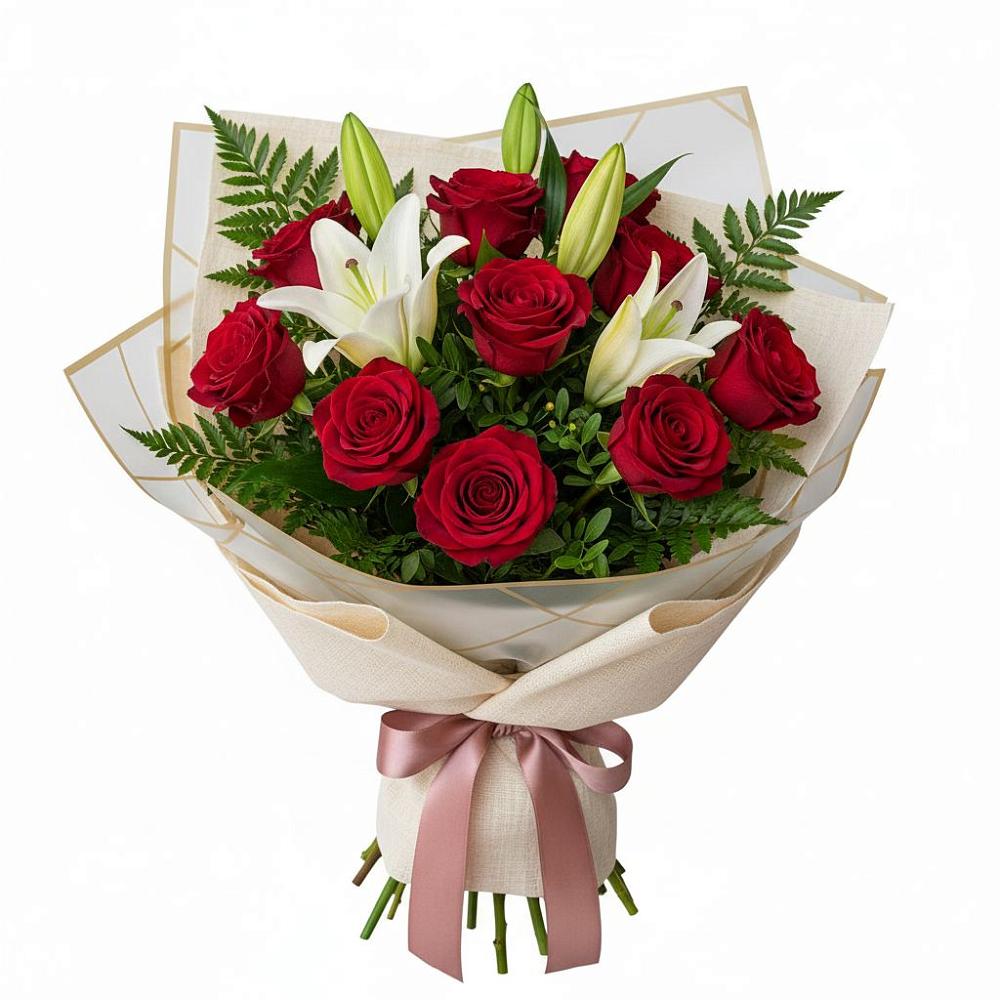 Букет цветов из: Лилии и Розы в Павловскую слободу