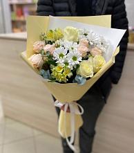 Букет цветов из:  Альстромерии, Розы и Хризантемы в Павловскую слободу