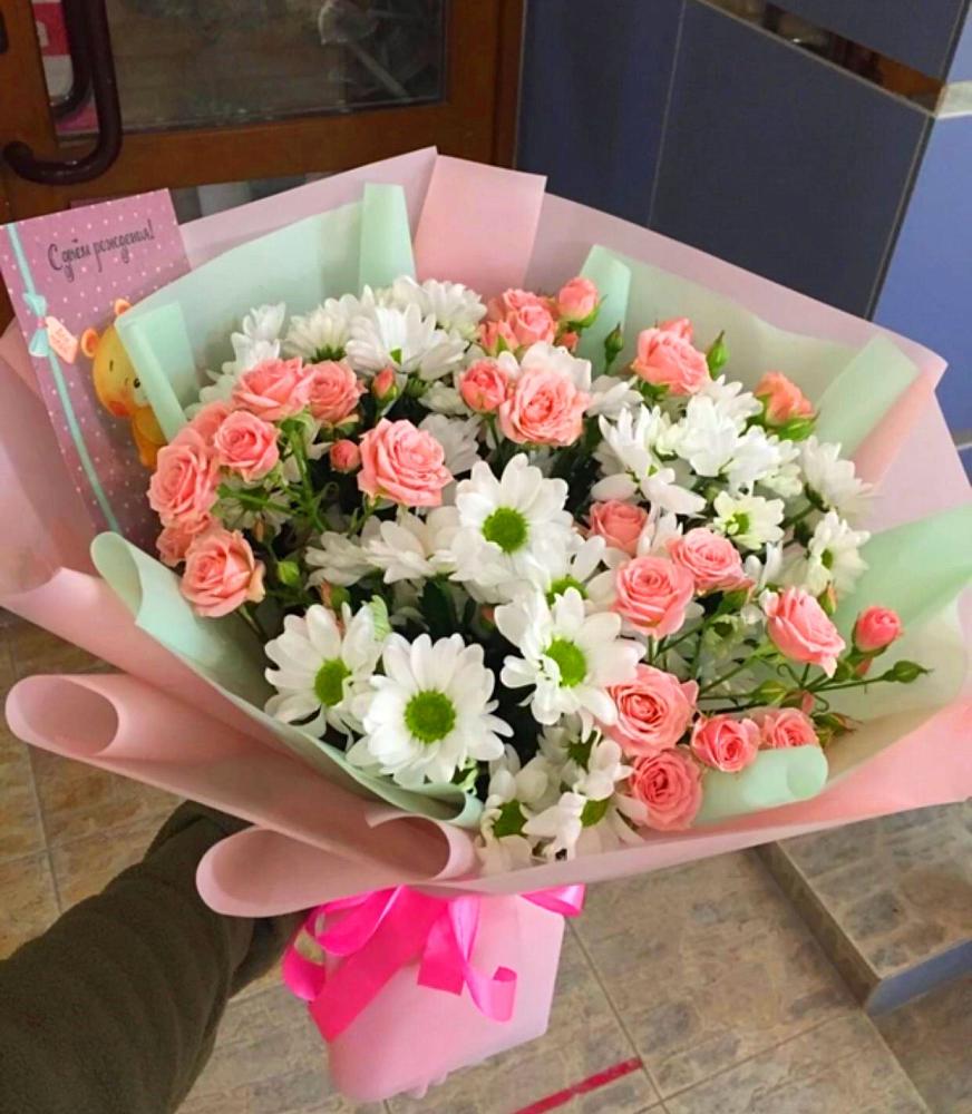 Букет цветов из: Розы и Хризантемы в Павловскую слободу