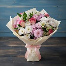 Букет цветов из:  Хризантемы, Альстромерии и Розы #REPLACE_PRED# Павловскую слободу