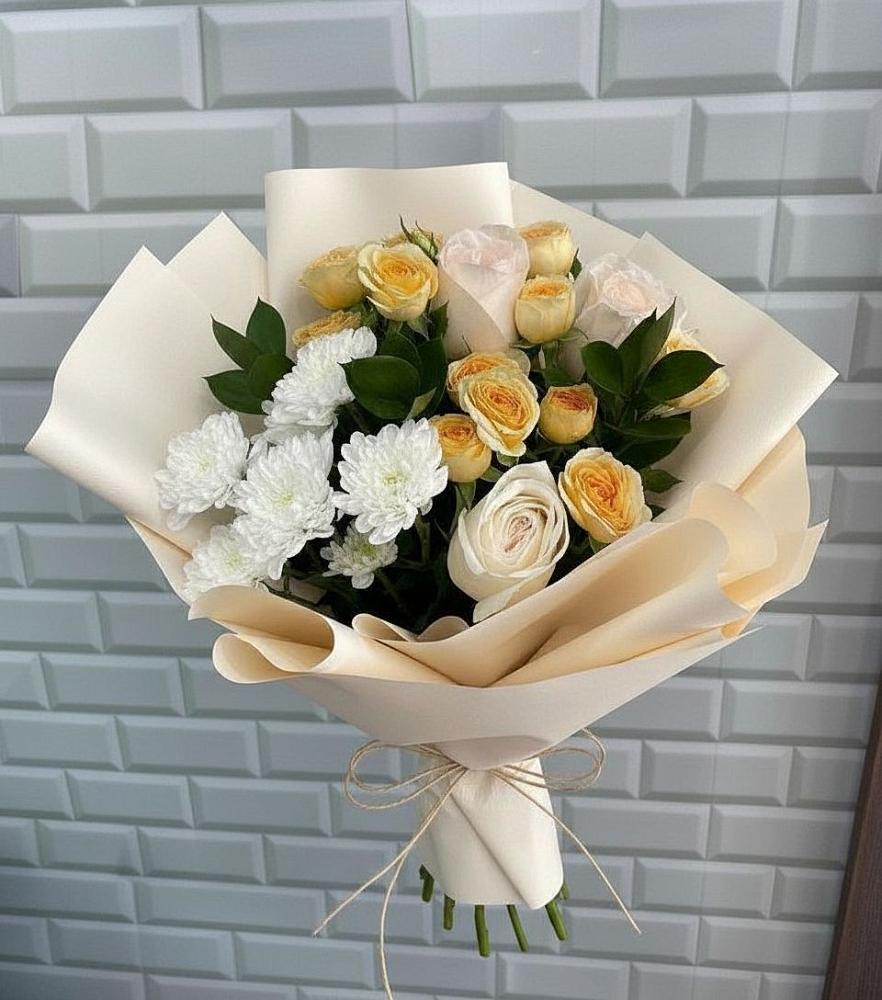 Букет цветов из: Розы и Хризантемы в Павловскую слободу