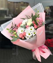 Букет цветов из:  Розы, Лизиантусы и Хризантемы в Павловскую слободу