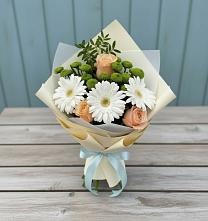 Букет цветов из:  Герберы, Розы и Хризантемы в Павловскую слободу
