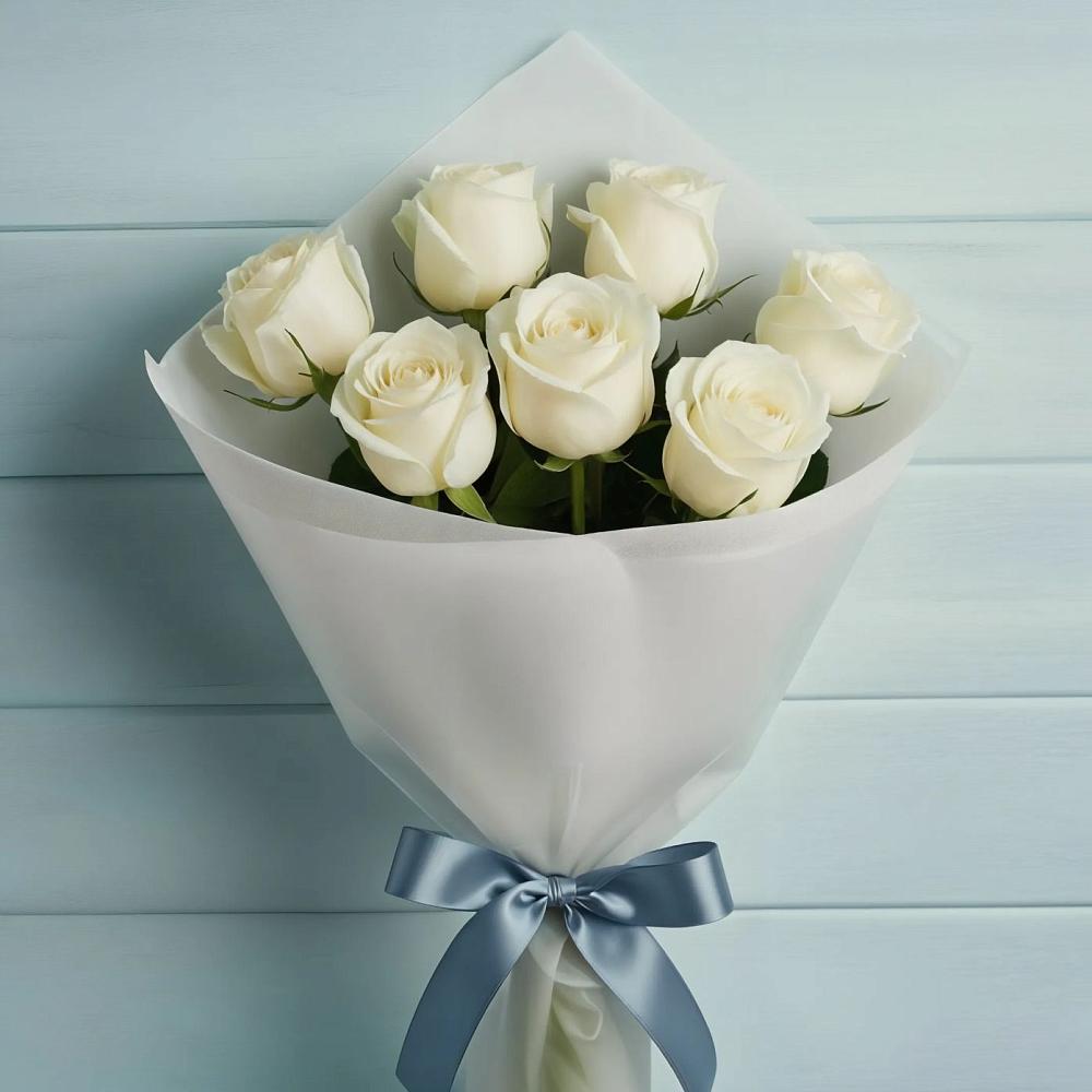 Букет 7 Белых роз Эдлесс Лав в Павловскую слободу